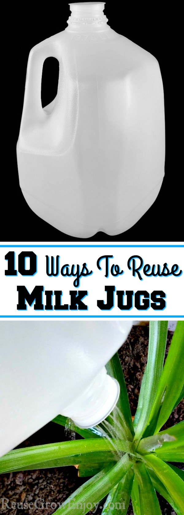 Landfills grow exponentially. Plastic bottles and milk jugs are a huge portion of this problem. Check out these 10 ways to reuse a milk jug.