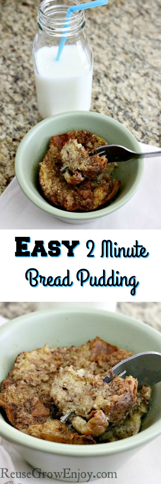 Do you like bread pudding but don't like having to wait forever for it to finish baking? Check out this Super Easy 2 Minute Bread Pudding!