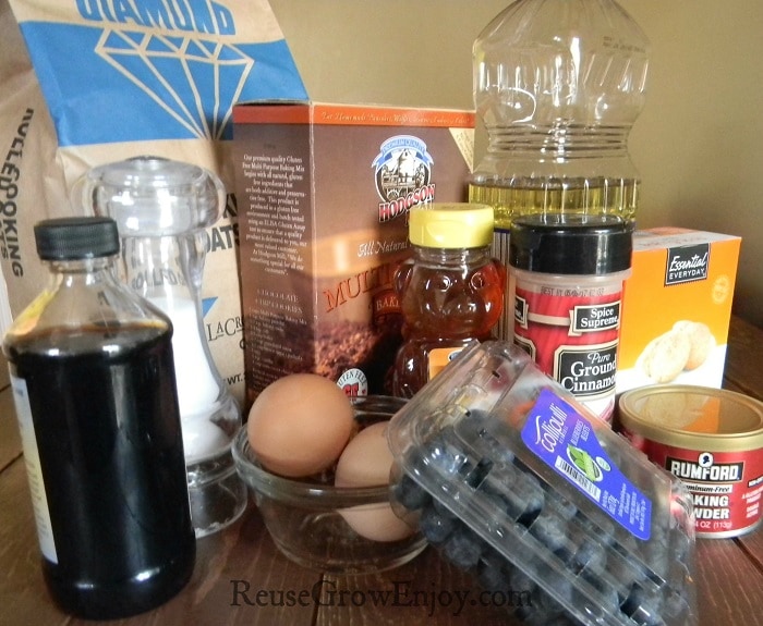 Ingredients needed to make these blueberry oatmeal cookies