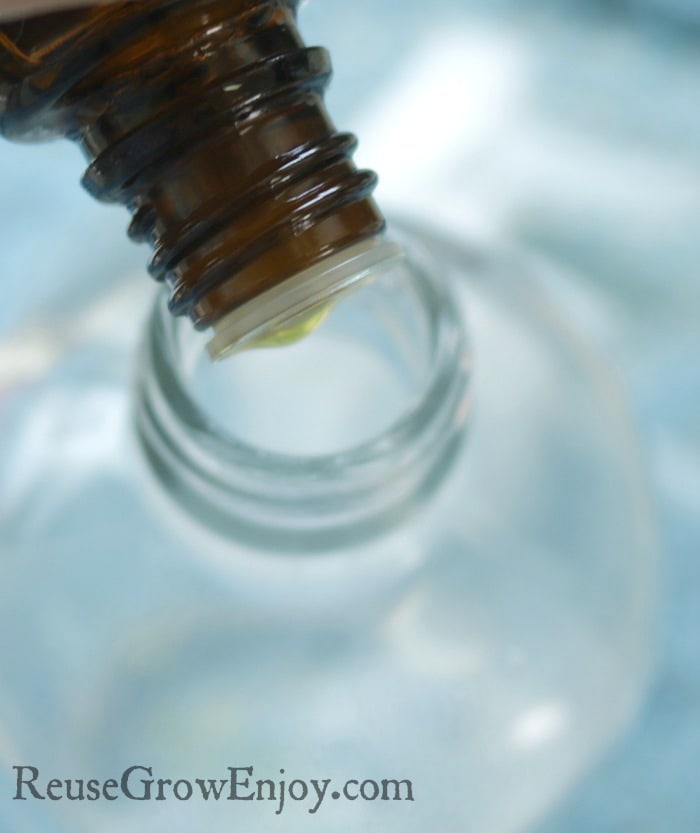 Add your oils carefully to your natural cleaner. Add slowly so you do not over power it.