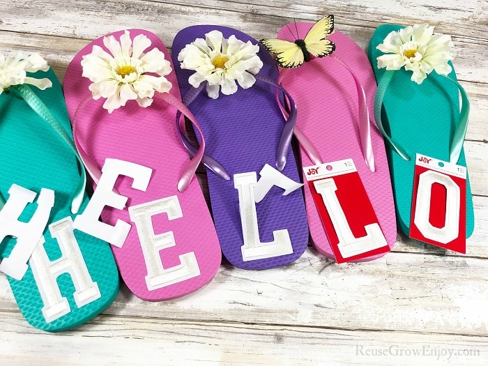 Add letters to flip flops