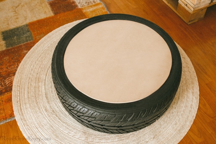 Attach wood to tire 