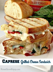 Looking for something different to try for lunch or even dinner? Check out this easy and super tasty Caprese Grilled Cheese Sandwich!