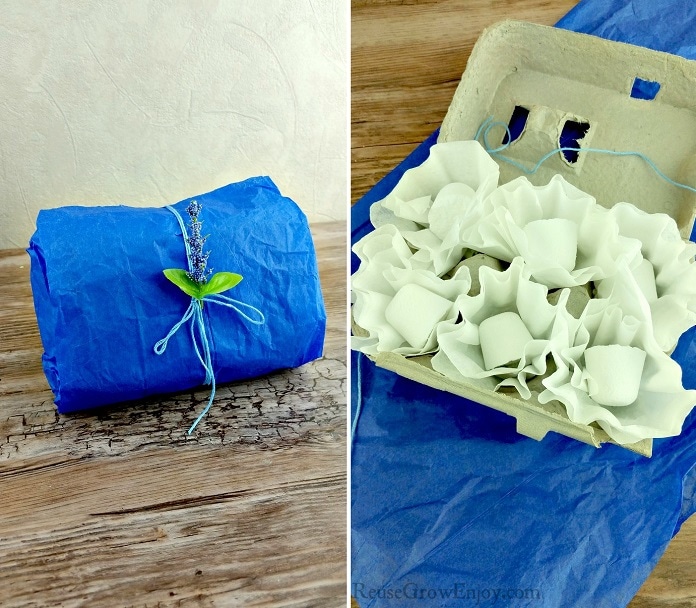 Egg carton being used as gift packaging.