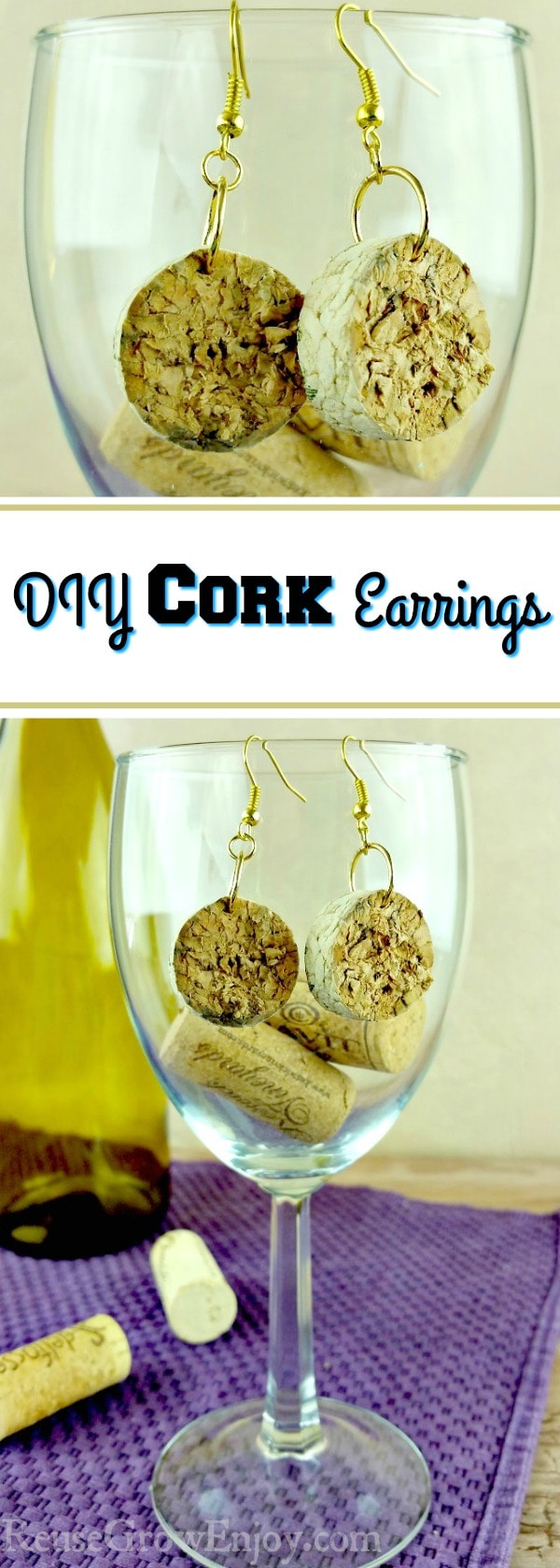 If you have corks kicking around, I have a really cute and easy project for you to try. You can make these DIY cork earrings in just a few minutes!