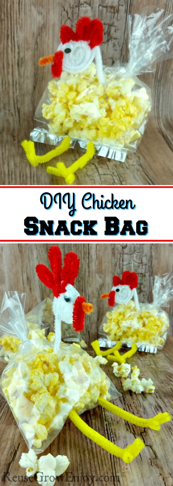 Have a kids party coming up? Or maybe just want to make them smile when they open their lunch? Either way check out these super easy cute kids chicken snack bag.