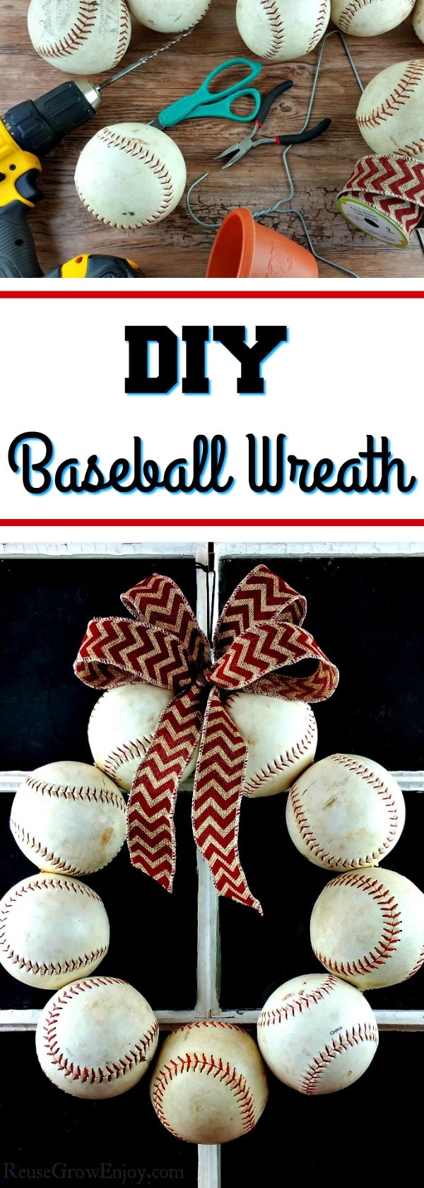 Need a new wreath for your door? If you like baseball, I have a project for you to try. It is a DIY Baseball Wreath - upcycled from old balls and a coat hanger.