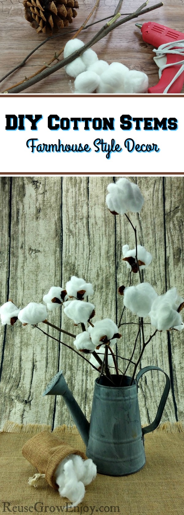 Did you know that making your own farmhouse style cotton stem is super easy and cheap? Click over and I will show you how to make this DIY cotton stem!