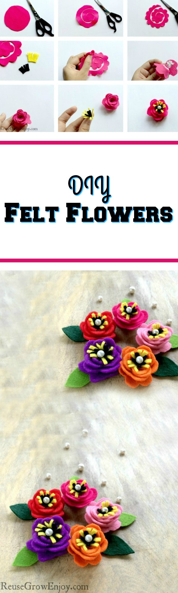 Looking for a cute and easy craft project to do? Check out these DIY felt flowers. They only take a few minutes to make and you can use them for lots of different things!