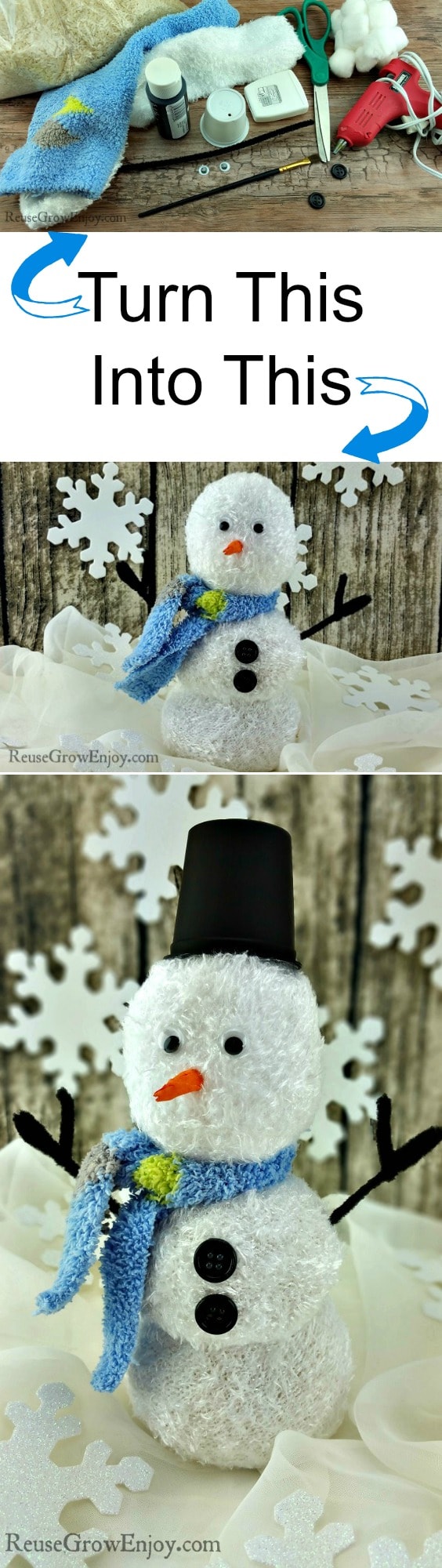 DIY Sock Snowman Craft - Easy! - Reuse Grow Enjoy