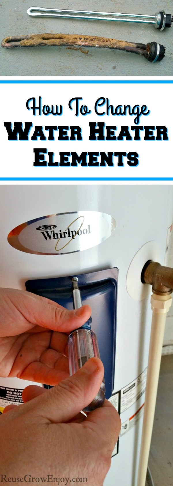 Is your hot water heater not working so well? I am going to share with you this DIY Water Heater Repair on how to change heating elements.