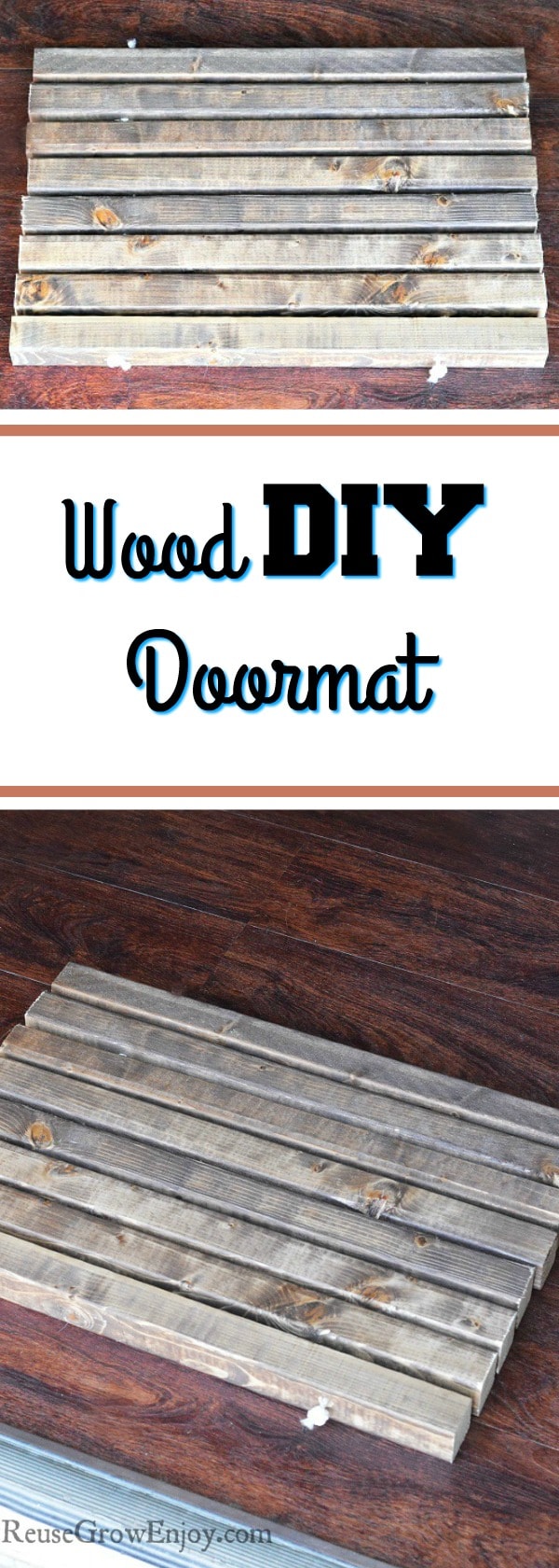 Need a new doormat? This is a nice easy DIY you can do. It is a wood DIY doormat.