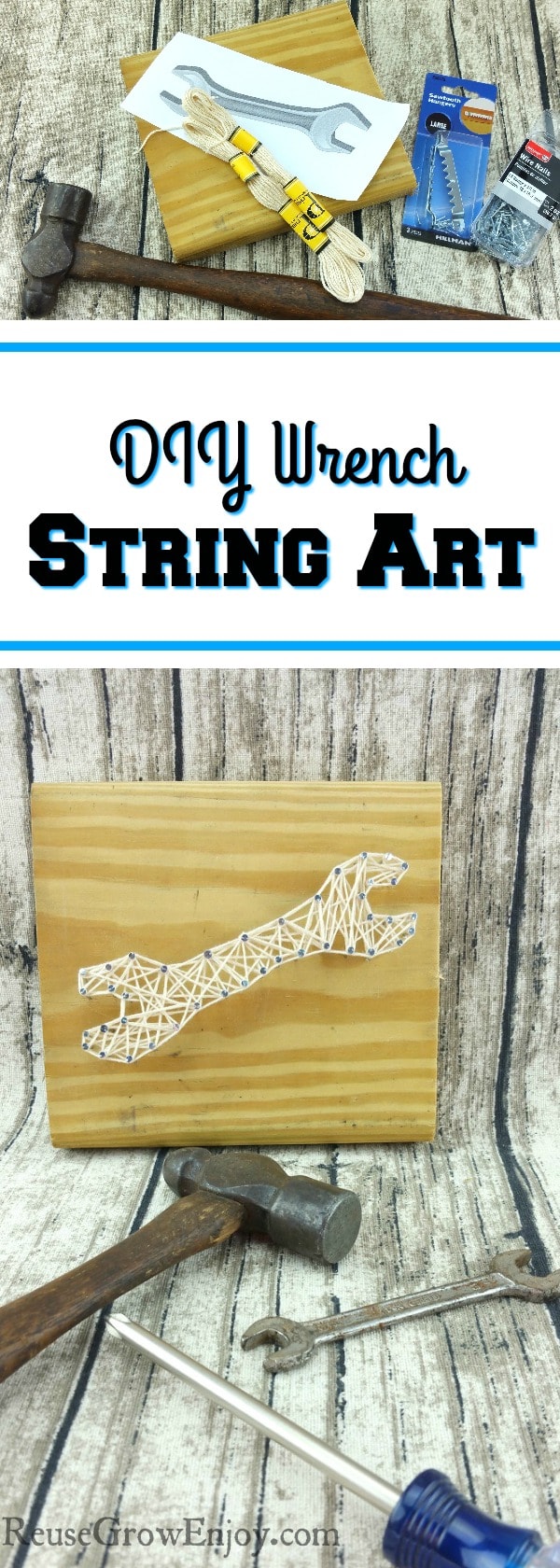 Looking for a craft project that could also be for men? Check out this DIY wrench string art!