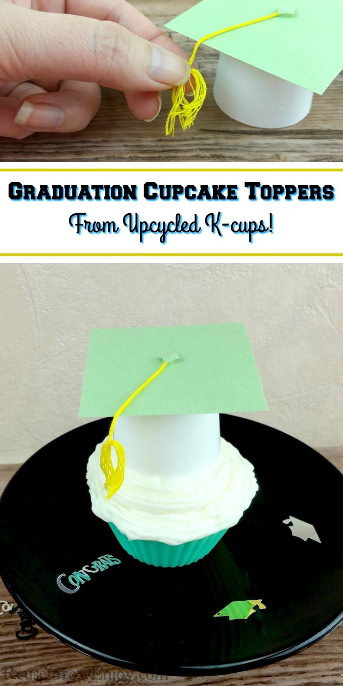 Easy DIY Graduation Cupcake Toppers Made From Upcycled K-cups!