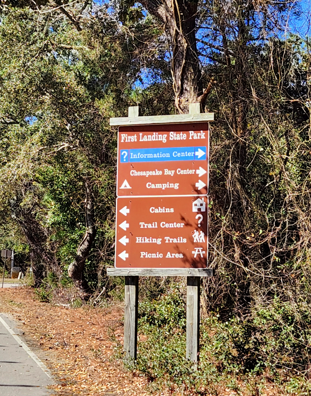 First Landing State Park Road Sign