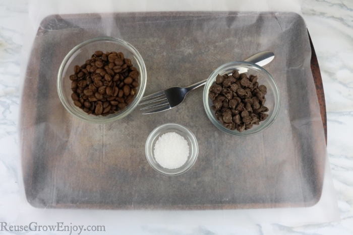 Items needed to make chocolate coffee beans