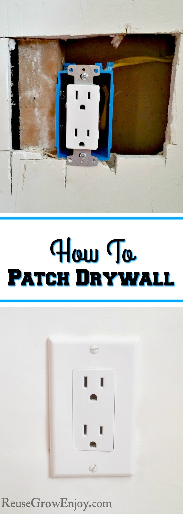 Do you know how to patch drywall? A little nail hole it is super easy as you just fill it in with some spackling. But what do you do if it is a large hole? I will show you how to patch drywall!