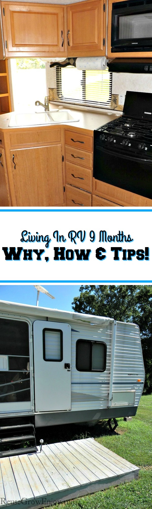 Have you ever thought about living in an RV? We did for 9 months! I a going to share our story of why, how and even share some RV living tips with you! These tips can be used for RV living or just for camping too.