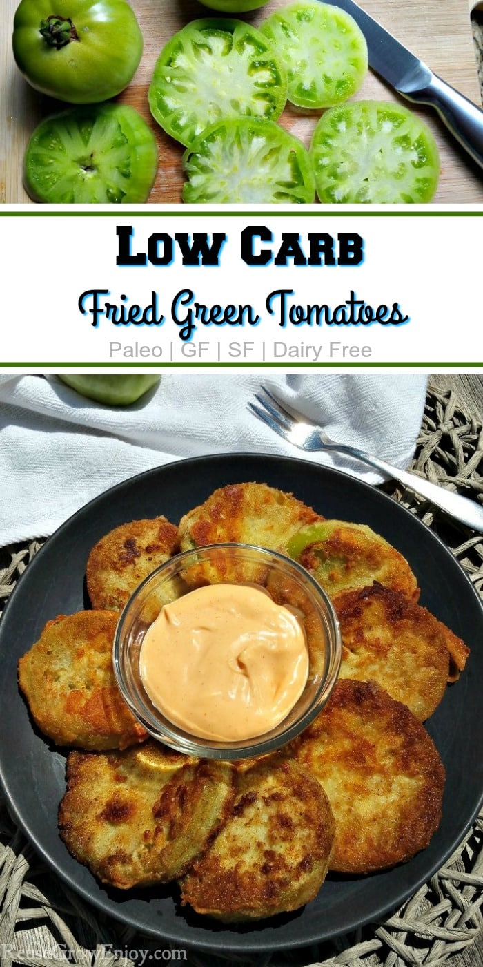You don't have to wait til your tomatoes are ripe to enjoy. This healthier low carb fried green tomatoes recipe lets you have a treat and stick to a diet! It is gluten free, low carb and Paleo!