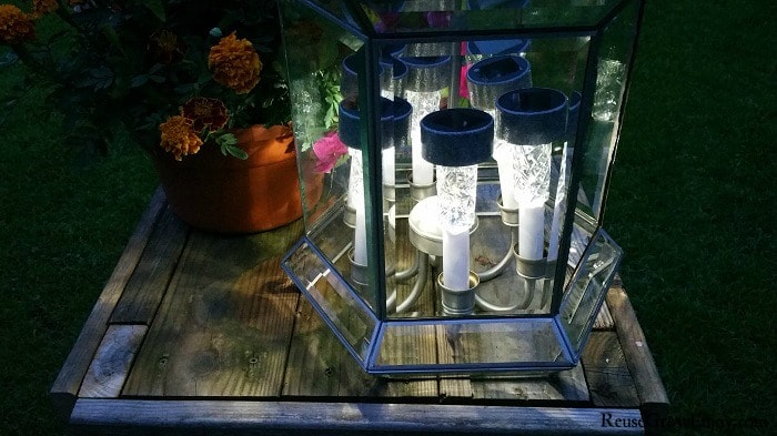 DIY Solar Light Patio Lamp From Upcycled Pendant Light - Reuse Grow Enjoy