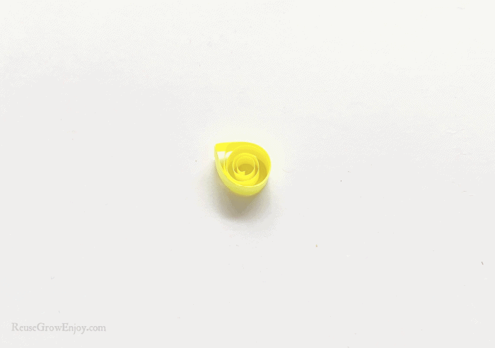 Yellow paper in coil with one side pinched