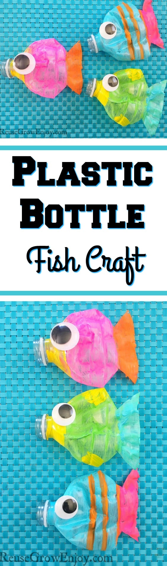 Check out this super cute craft you can do with the kiddos. It is a Plastic Bottle Fish Craft! Great craft to do by reusing plastic bottles.