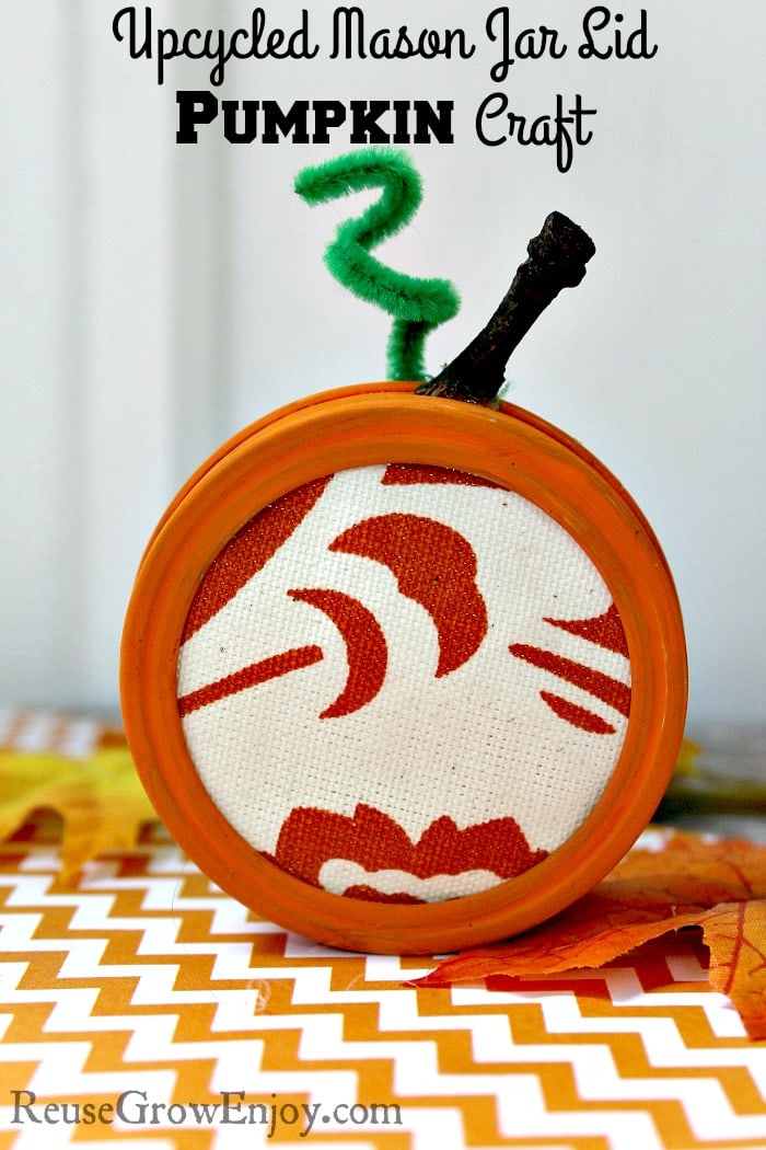 Pumpkin Craft Upcycled Mason Jar Lid