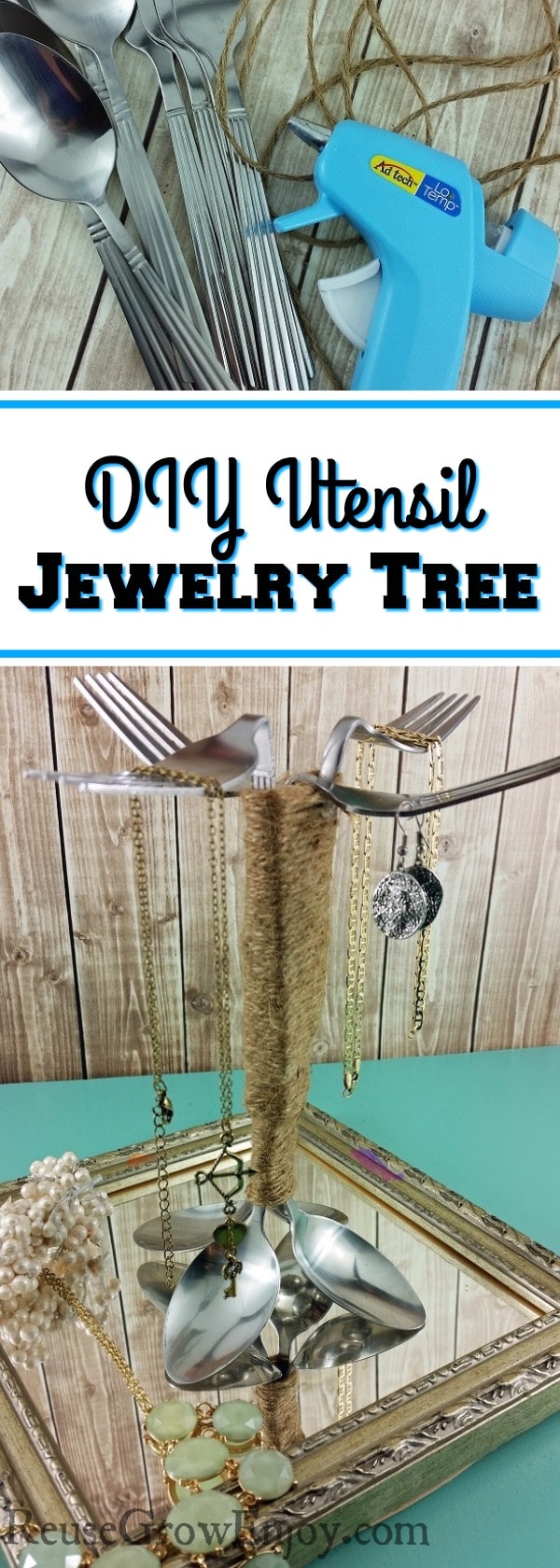 If you have some old utensils that are bent or rusted, I have a project for you to try. It is for this easy DIY Repurposed Utensil Jewelry Tree!