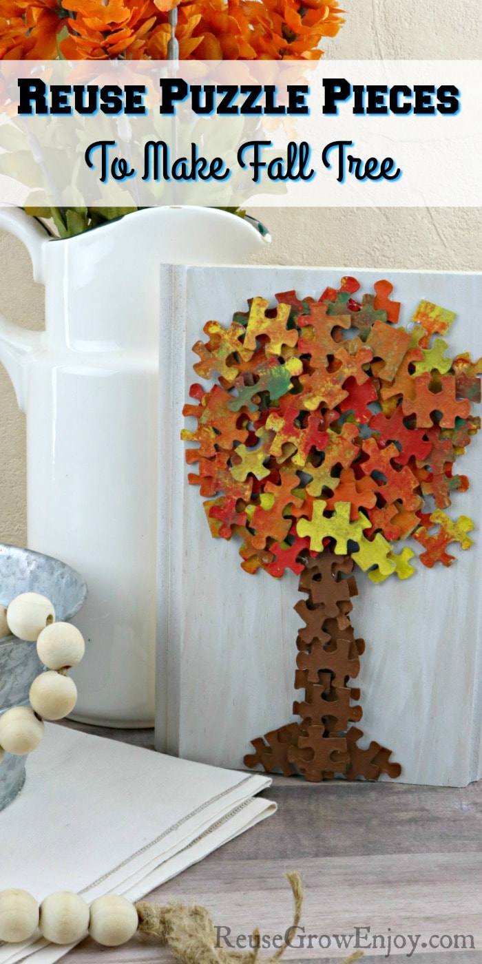 Fall decor with puzzle piece fall tree