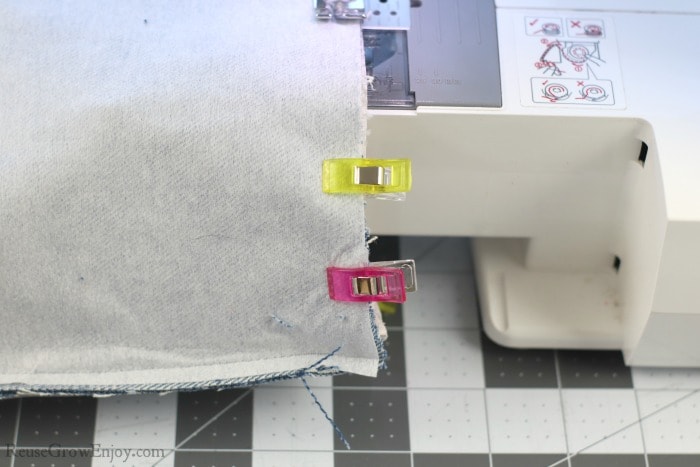 Sew two fabrics together