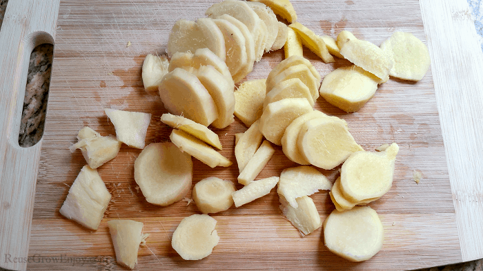 Fresh ginger sliced into pieces