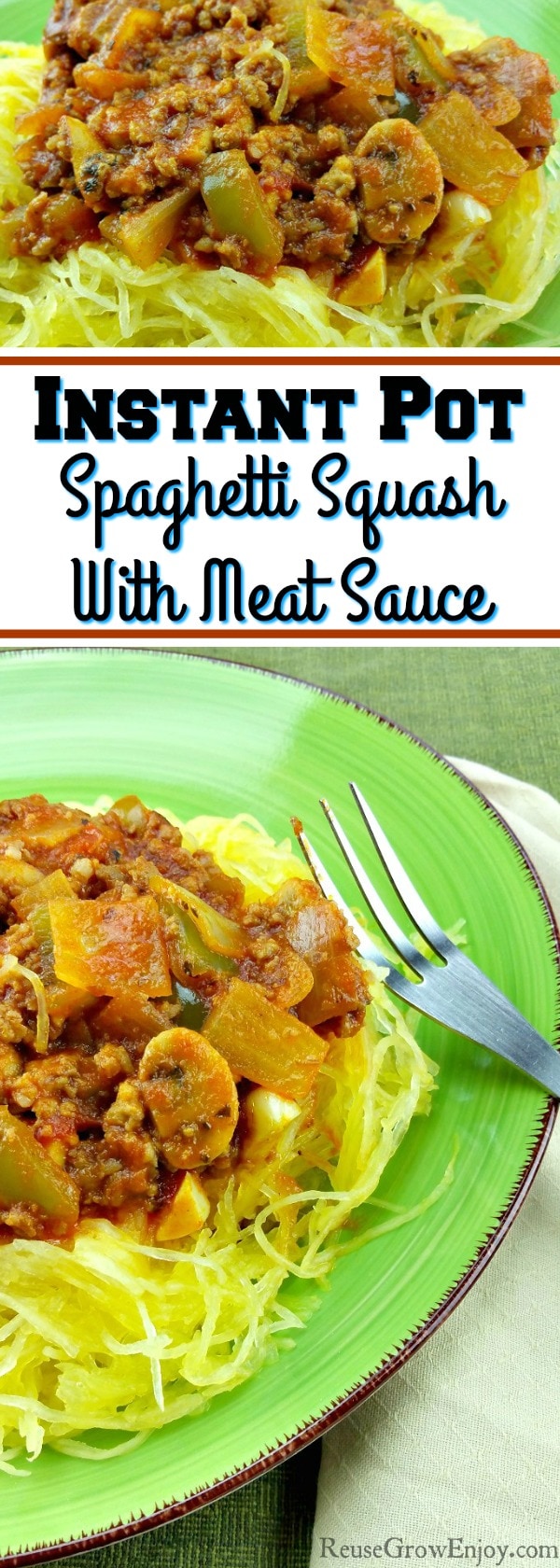 I have an awesome recipe for you to try! This recipe is made start to finish in the Instant Pot. It is a recipe for Instant Pot Spaghetti Squash With Meat Sauce.