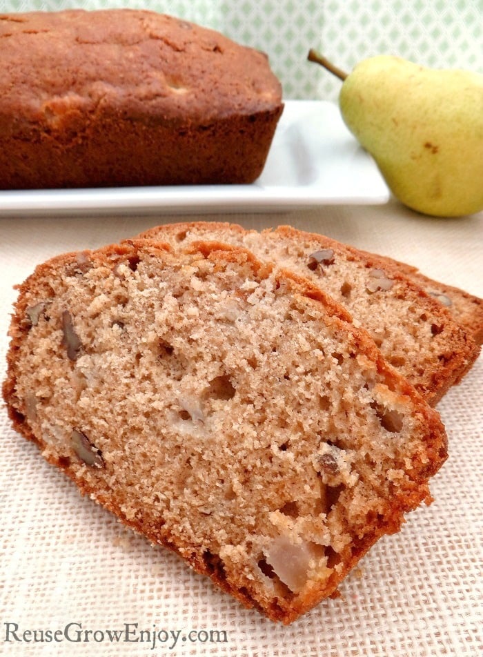 If you like a good bread recipe, I have one for you to try. It is a yummy spiced pear bread recipe. It is great any time of year but I love making it best as a fall recipe!