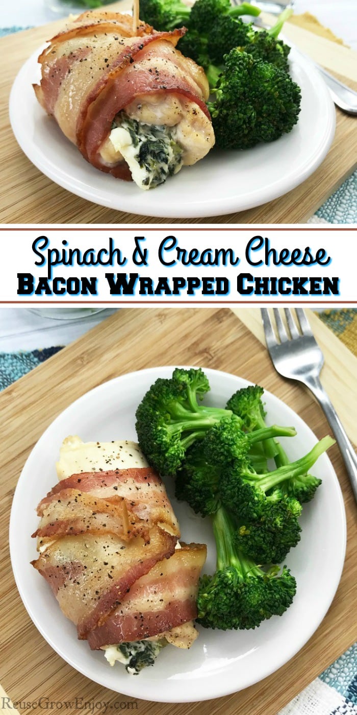 Are you on a low carb or Keto diet? If you are looking for a delicious recipe, check out this easy Spinach & Cream Cheese Keto Bacon Wrapped Chicken Recipe!