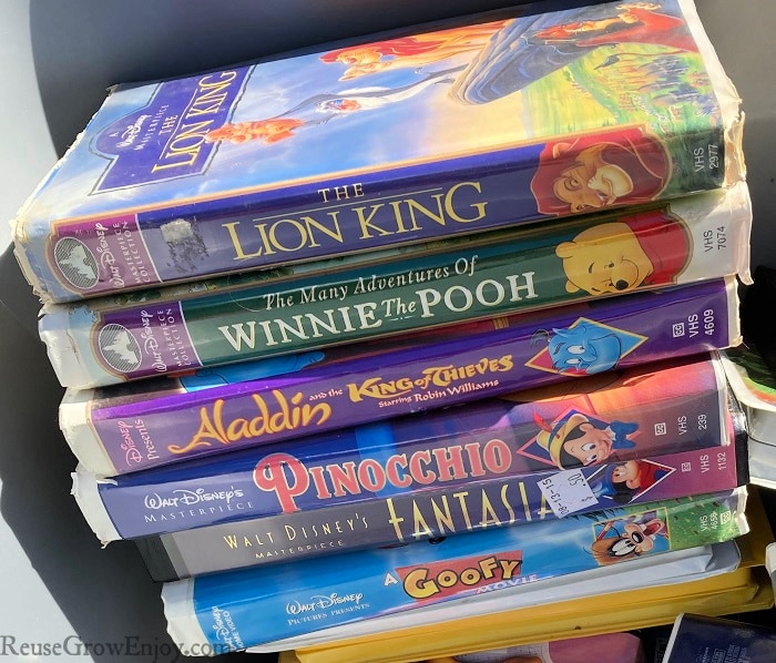 Stack Of Old Disney VHS Tapes