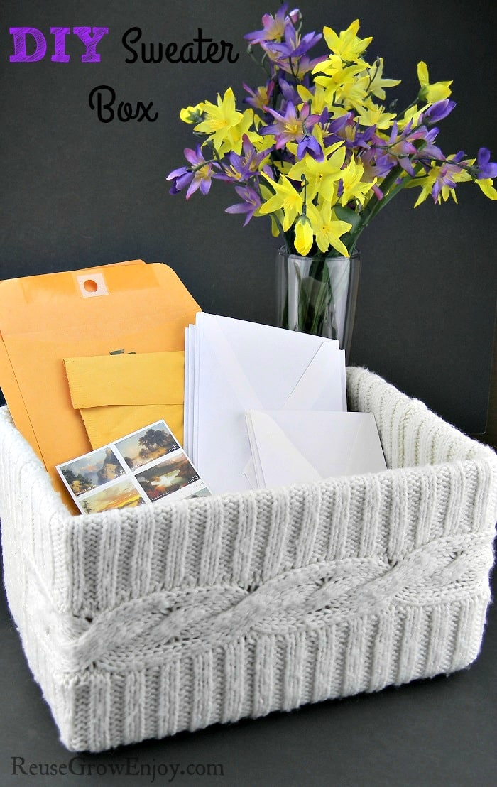 There are so many ways to reuse old sweaters. You could use yours to make this super easy Sweater Box!