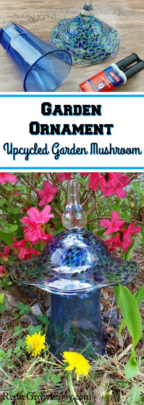 If you have some glass pieces that no longer match other items in the kitchen or maybe half have been broken, here is a cool upcycle project to check out. You can make an easy DIY mushroom garden ornament!