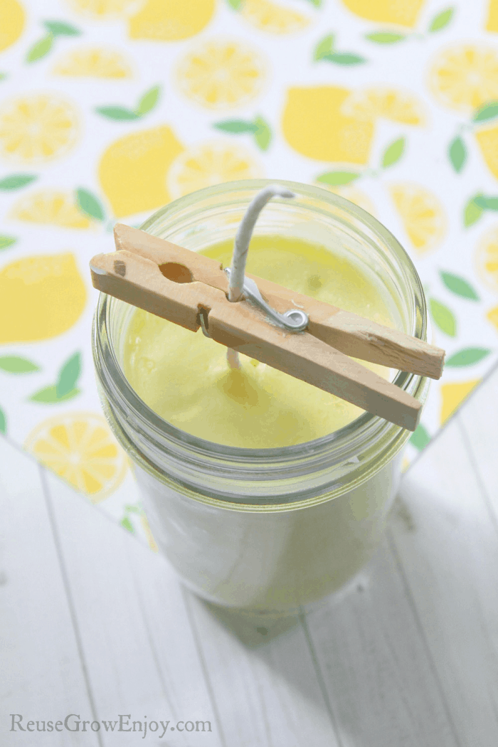 Wax that has cooled off and hardened in jar.