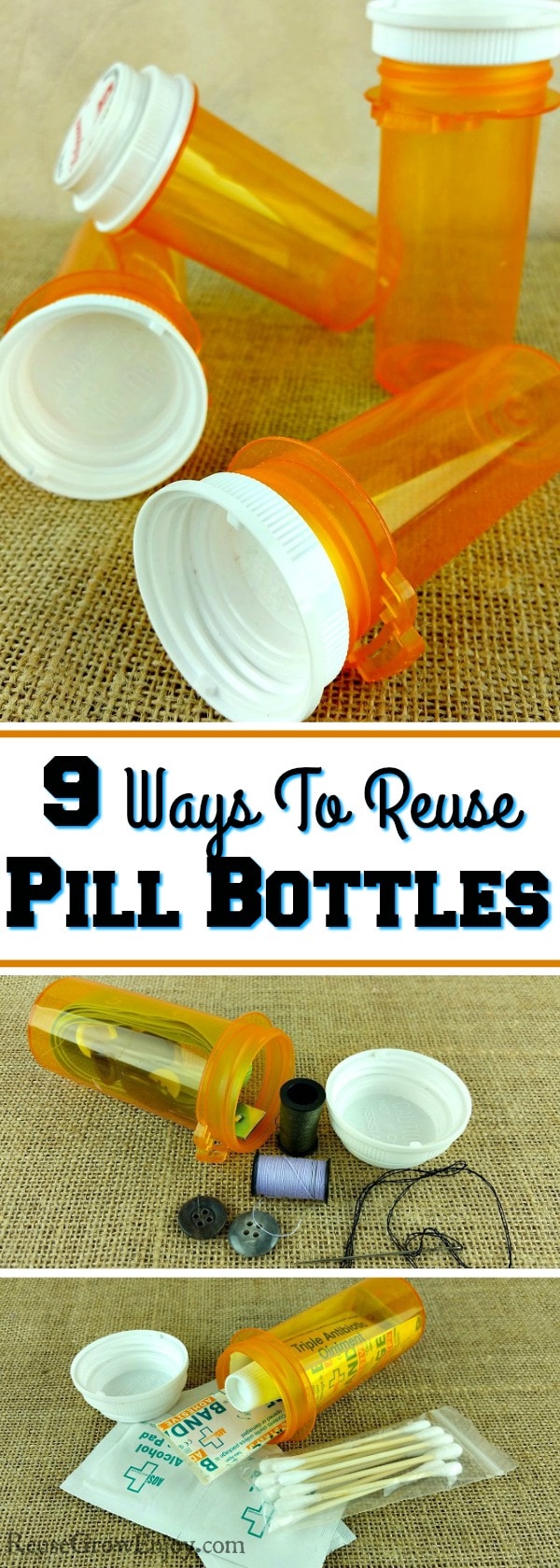 Have a bunch of RX bottles? Don't toss them out. You can reuse a pill bottle for so many different things! I am going to show you 9 Ways To Reuse A Prescription Pill Bottle.