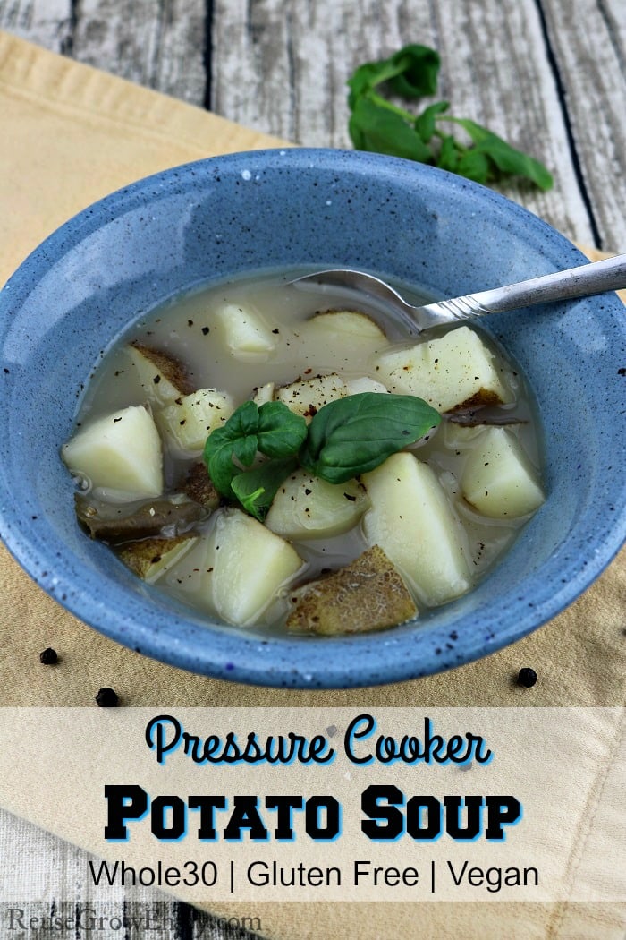 This is a potato soup recipe that will work with a lot of different diets. Such as Whole30, Gluten Free and Vegan. Plus it is super easy and fast as it is made in a pressure cooker!