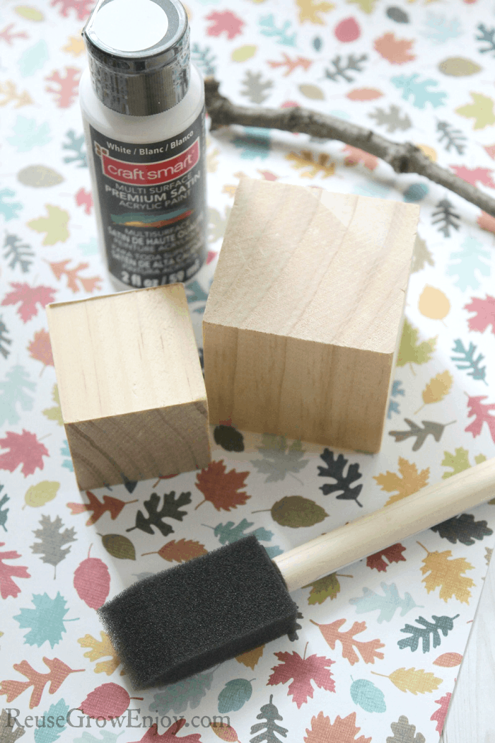 Supplies needed to make wood block pumpkins