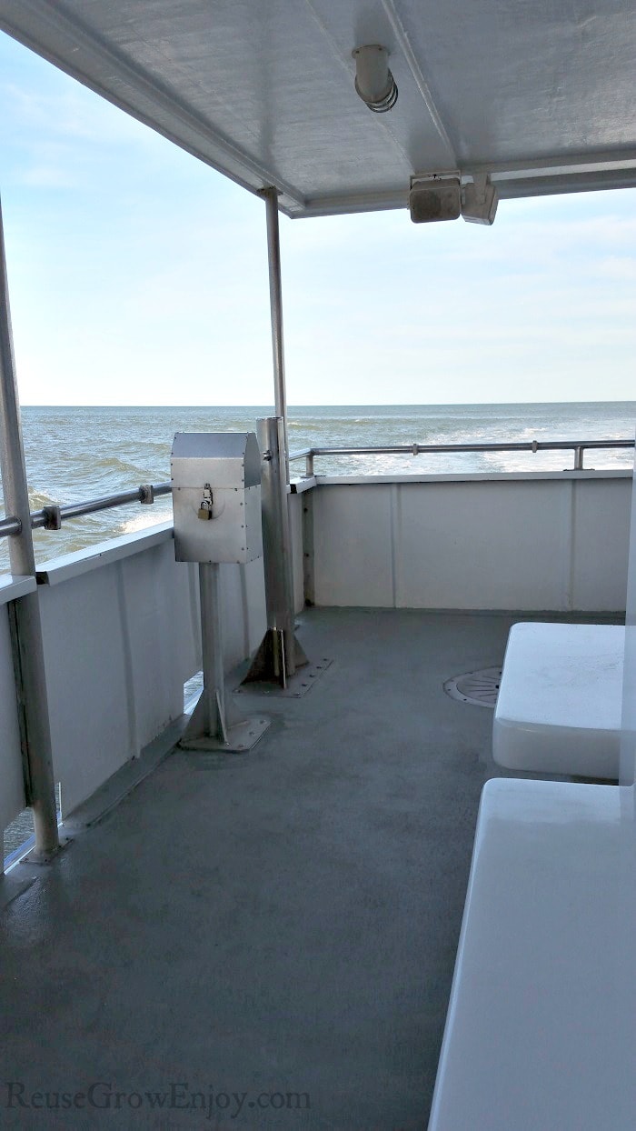 Back side outer deck of the Rudee Flipper boat.