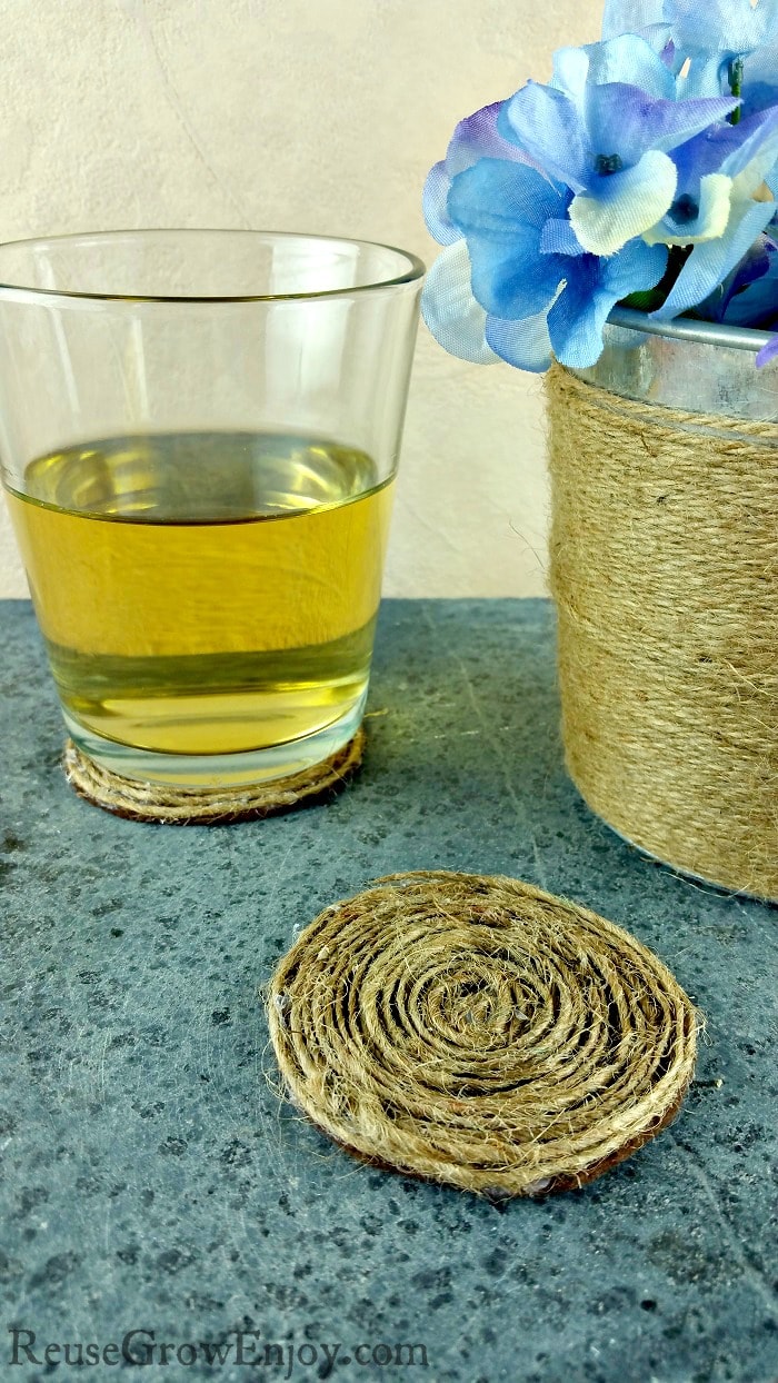 If you like to do craft projects and have a little time on your hands, I am going to show you how to make DIY coaster. These are made from felt and twine. You could even use colored twine or string if you wanted a different color.